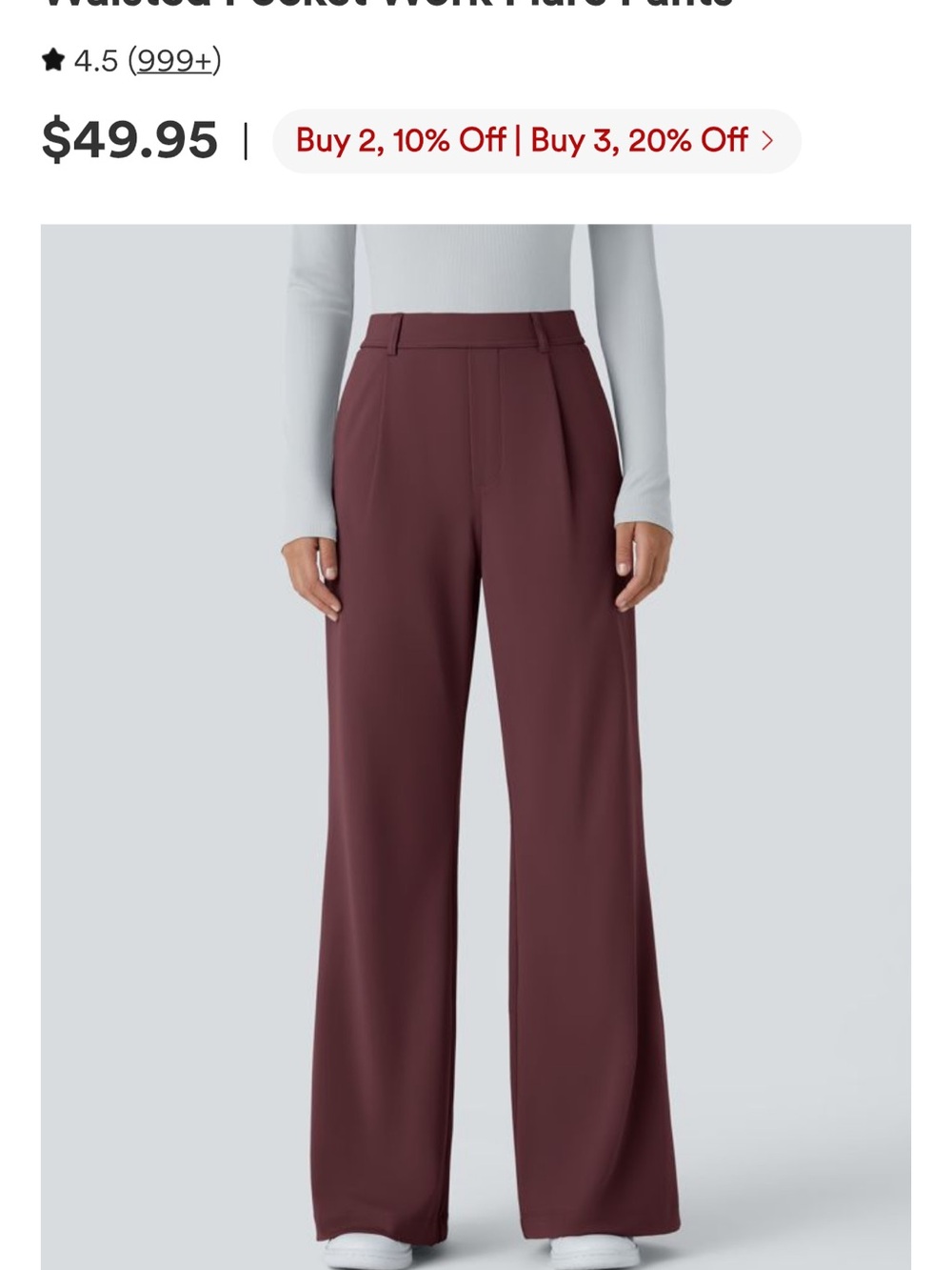 HALARA High-Rise Wide-Leg Pants in Deep Wine - Picture 2 of 6